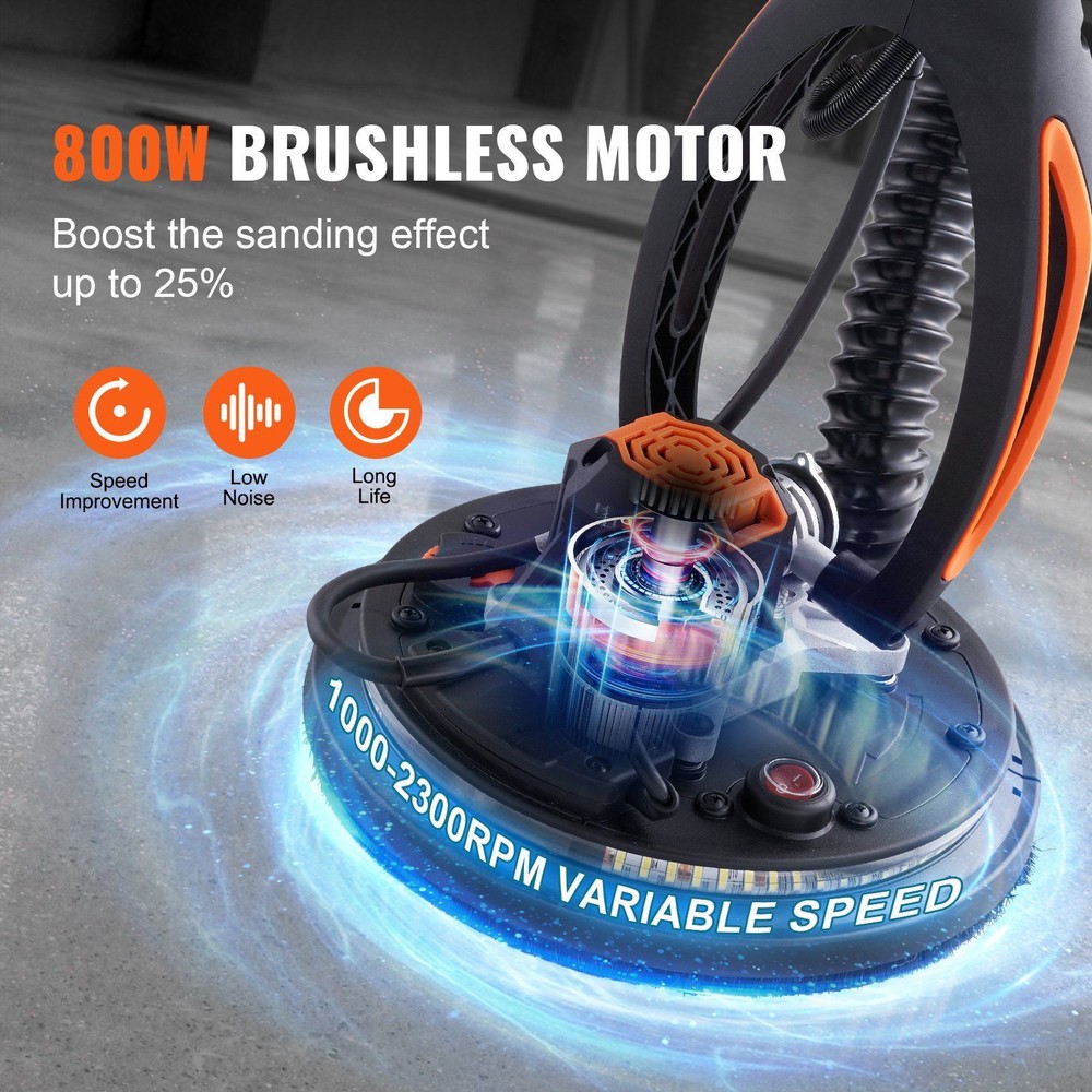 Drywall Sander 800W Brushless Motor 1000-2300RPM Variable Speed