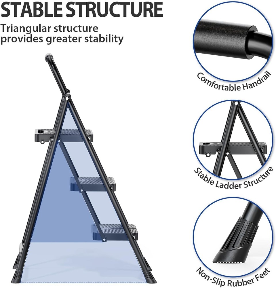 NEW 3 Step Steel Step Stool 500 lbs