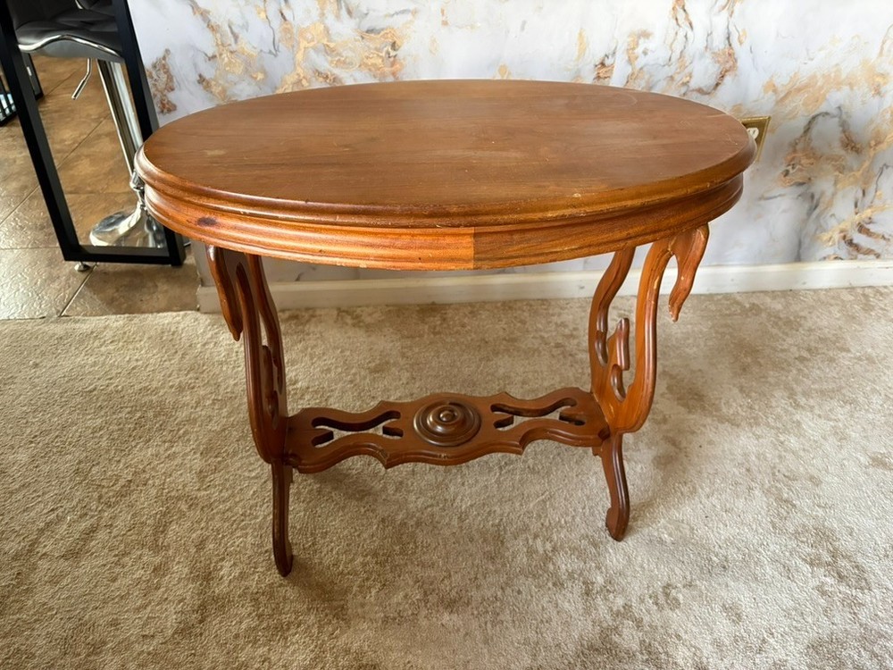 Antique Victorian walnut parlor table