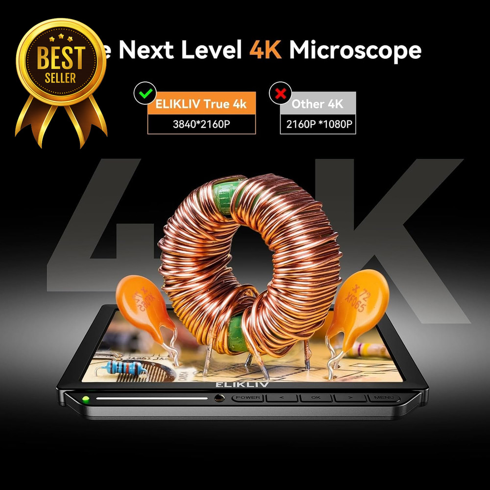 4K Digital Microscope EM4K 8” Screen 52MP HDMI 2000X Soldering Microscope 10” St