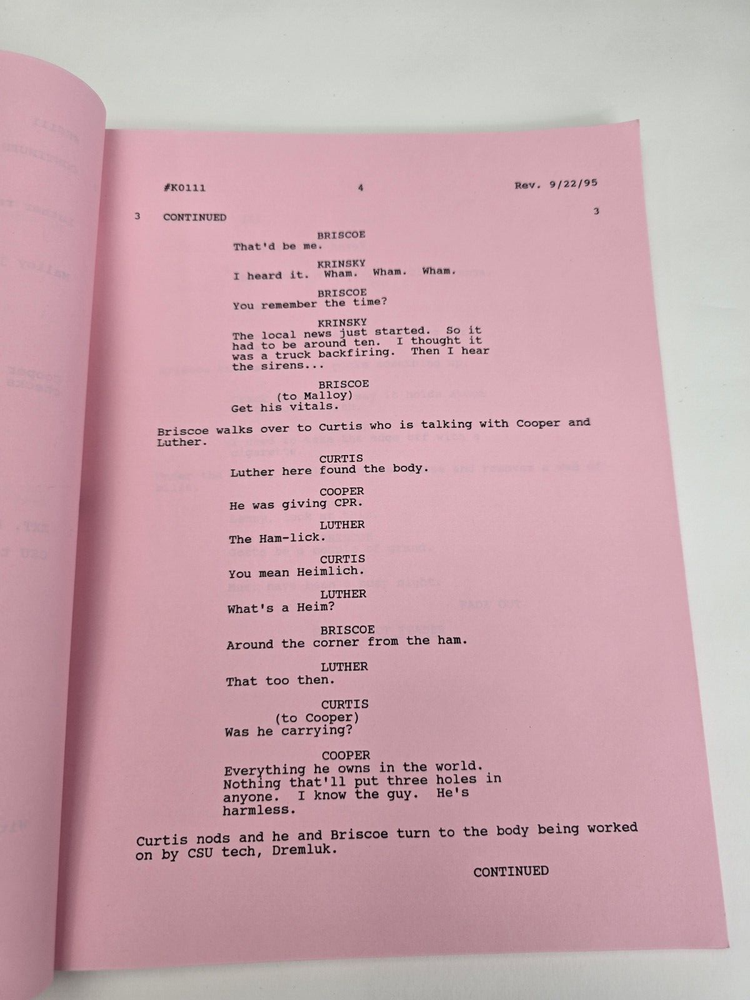 LAW & ORDER / Barry M. Schkolnick 1995 TV Script, Benjamin Bratt "Humiliation"