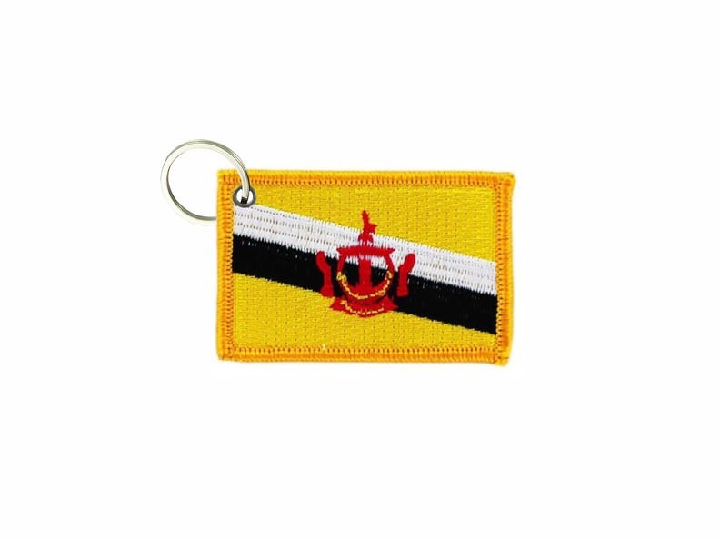 Keychain keyring embroidered embroidery patch double sided flag brunei