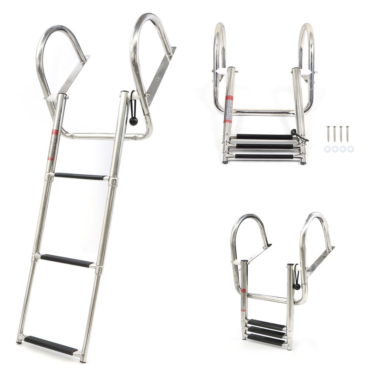 2/3/4/5 Step Boat Ladder Stainless Steel Telescoping Folding Dock Ladder