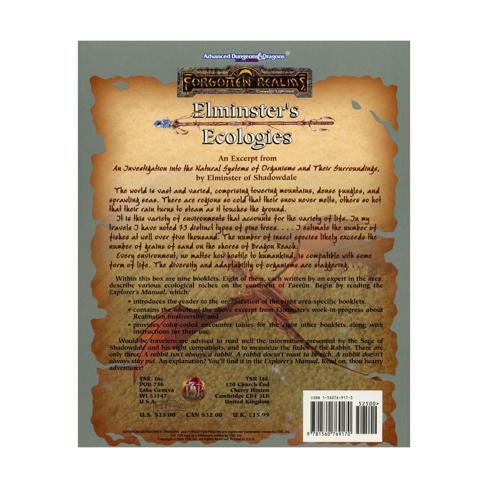 TSR Forgotten Realms Misc Elminster's Ecologies VG+