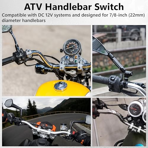 Motorcycle Handlebar Switch 12V, Waterproof Motorcycle Light Toggle 1 PC