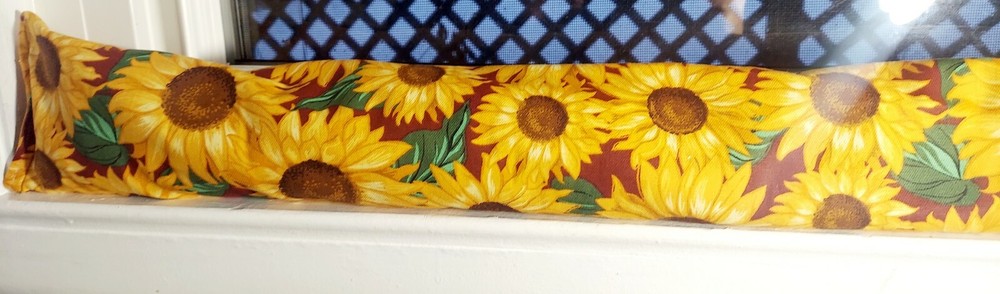 Door Draft Stopper, Cedar Filled, Repellent, Window Draft Stopper, Sunflowers
