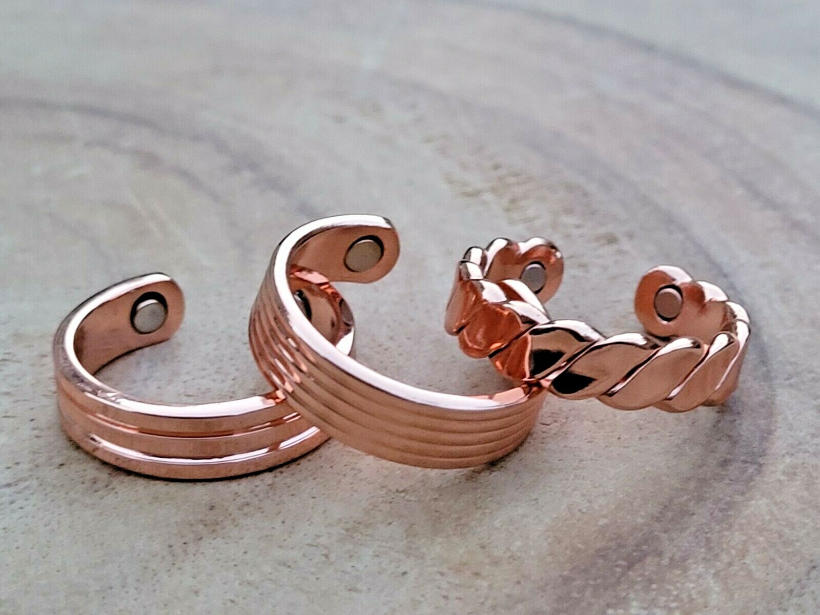 Solid Pure Copper Magnetic Ring Men Women Arthritis Adjustable Ring