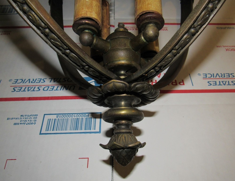 ANTIQUE BRONZE GOTHIC HANGING LIGHT WITH 4 DEVIL HEADS