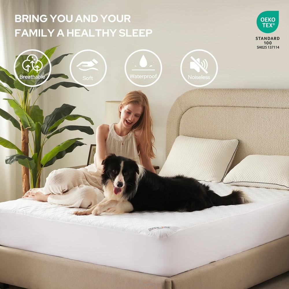 2 Pack Waterproof Mattress Protector, Full Size Mattress Pad with Deep Pocket...