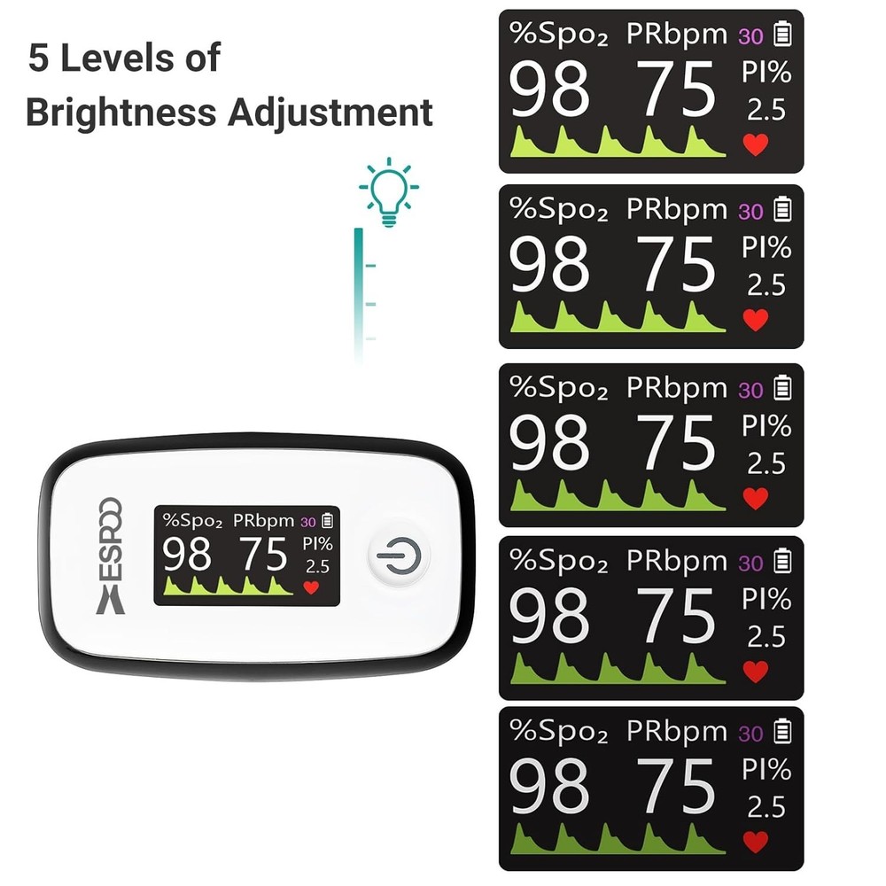 Pulse Oximeter with Fingertip Oxygen Meter, Including 2AAA Batteries