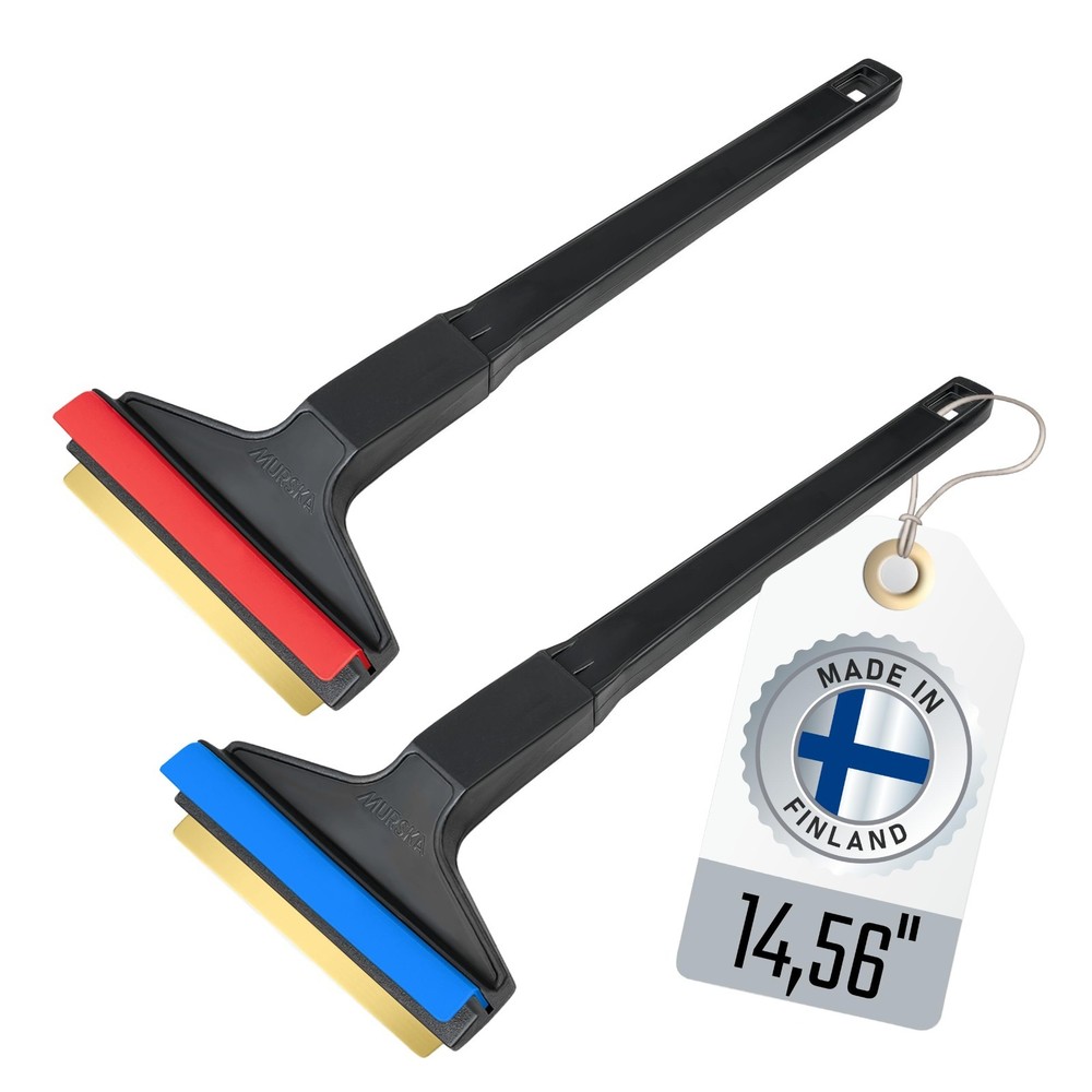 Long Handle Ice Scraper 2-Pack - Brass Blade Car Snow Scraper for Windshield