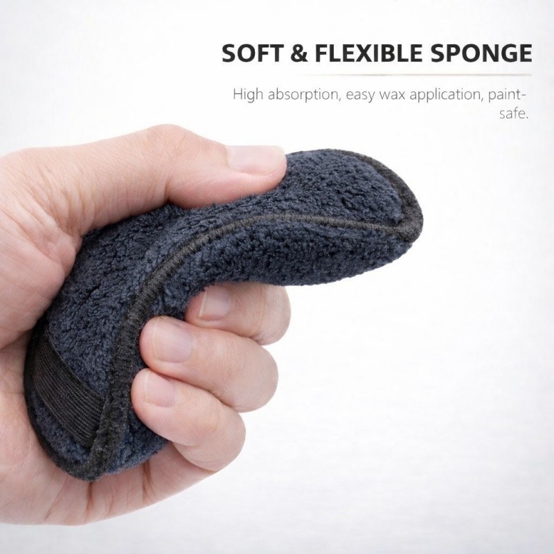 6 Pcs 5" Microfiber Car Wax Applicator Pad w/ Elastic Strap Polish Sponge