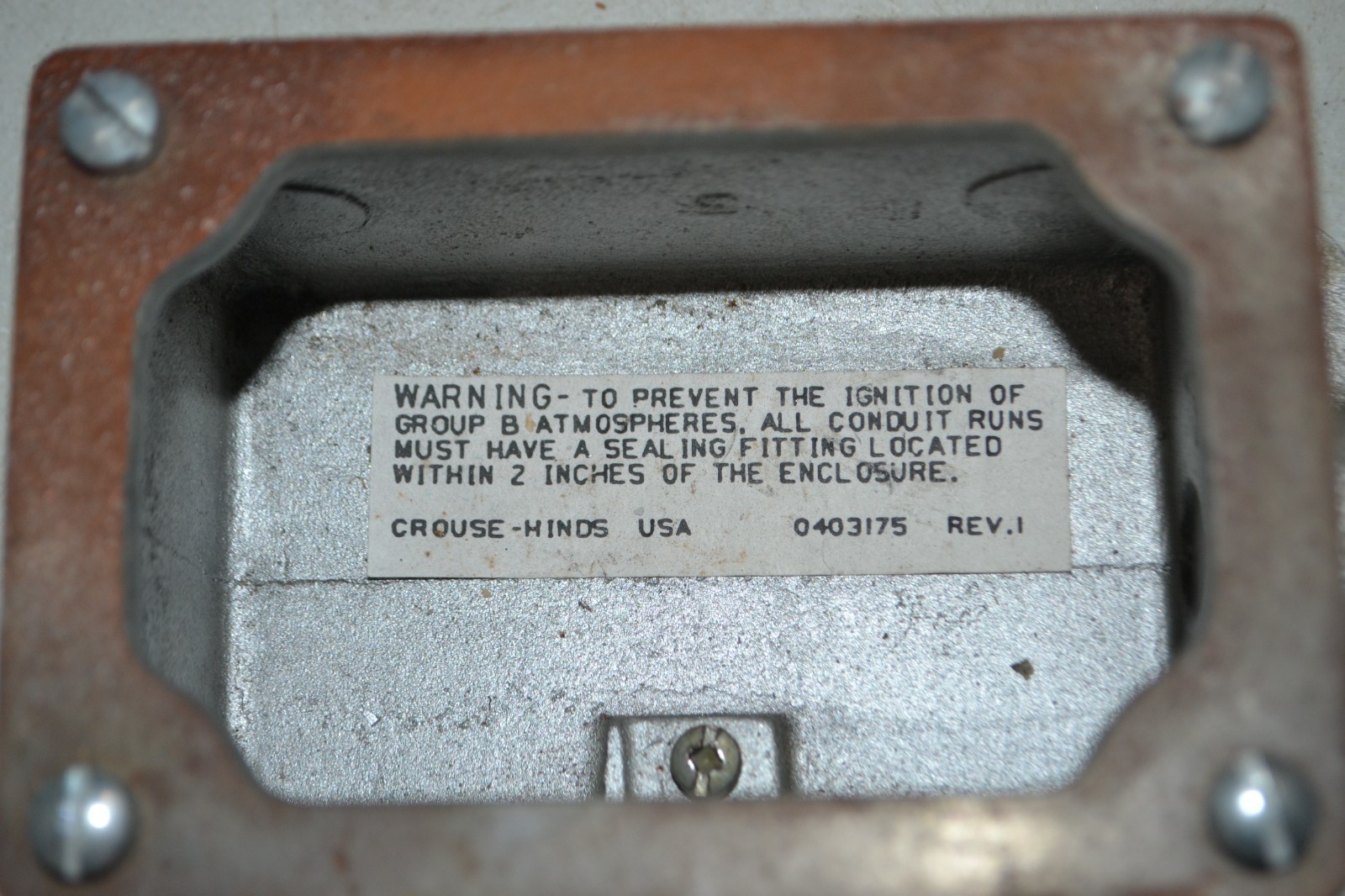 Crouse-Hinds EDS171, 1/2"" Hub, 1-Gang, Iron, Explosionproof Back Box, 1 pc (B7)