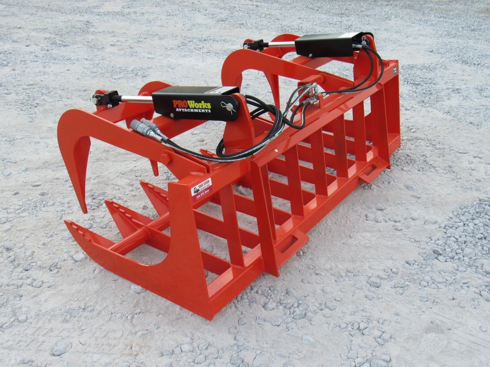 72" Root Grapple Bucket and 48" Long Pallet Forks Attachment Combo Quick Attach