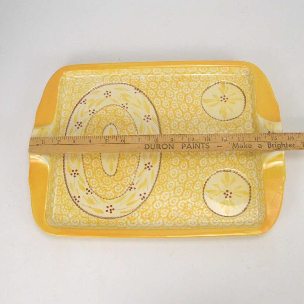 Temptations Yellow Florals Rectangular Serving Platter 15.5" x 11.75" NOB