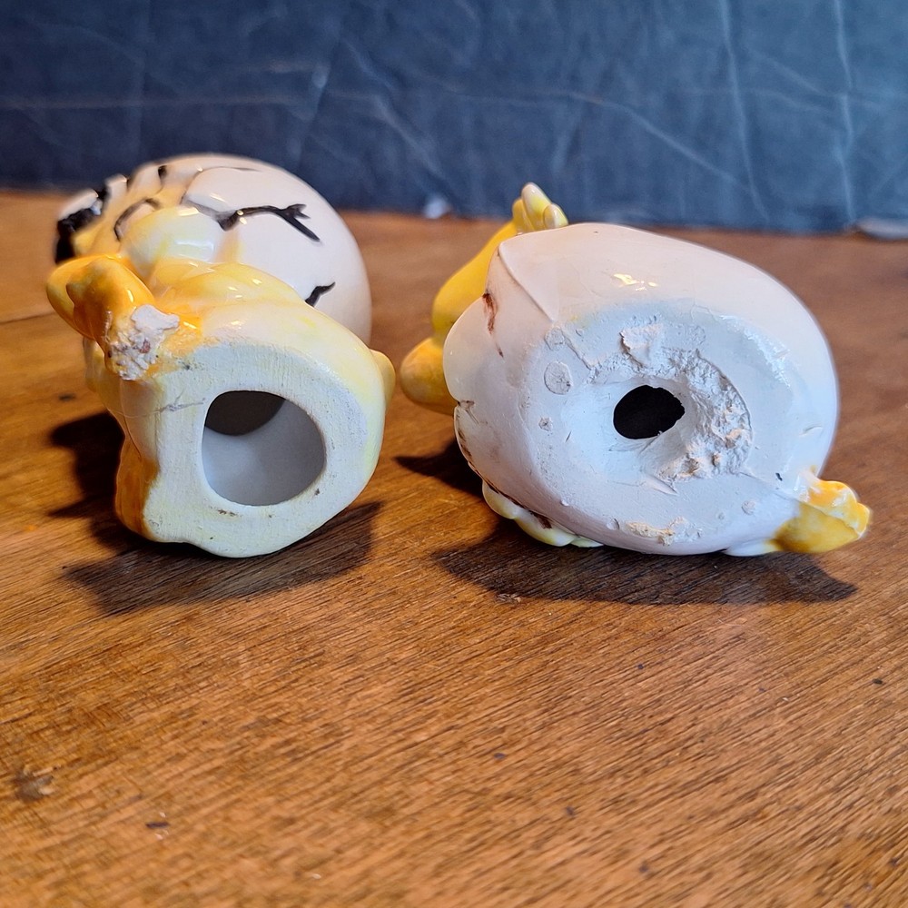 Vintage Chicks Hatching Eggs Ceramic Figurines Easter/Spring 2.5" Tall
