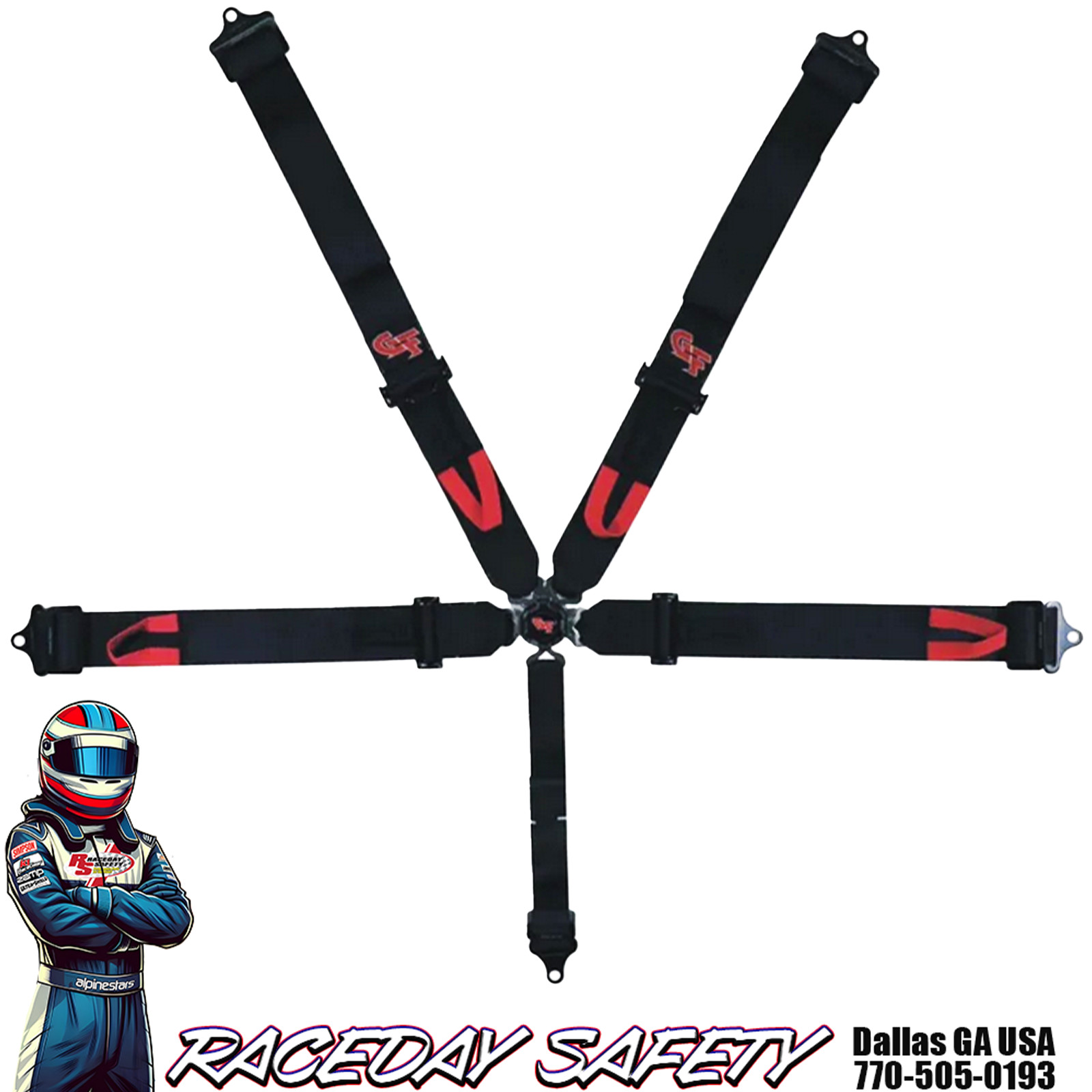 G-Force Racing Gear 7000 Cam Lock 5-Point Pull-Down Harness Black Dec. 2027 Exp.