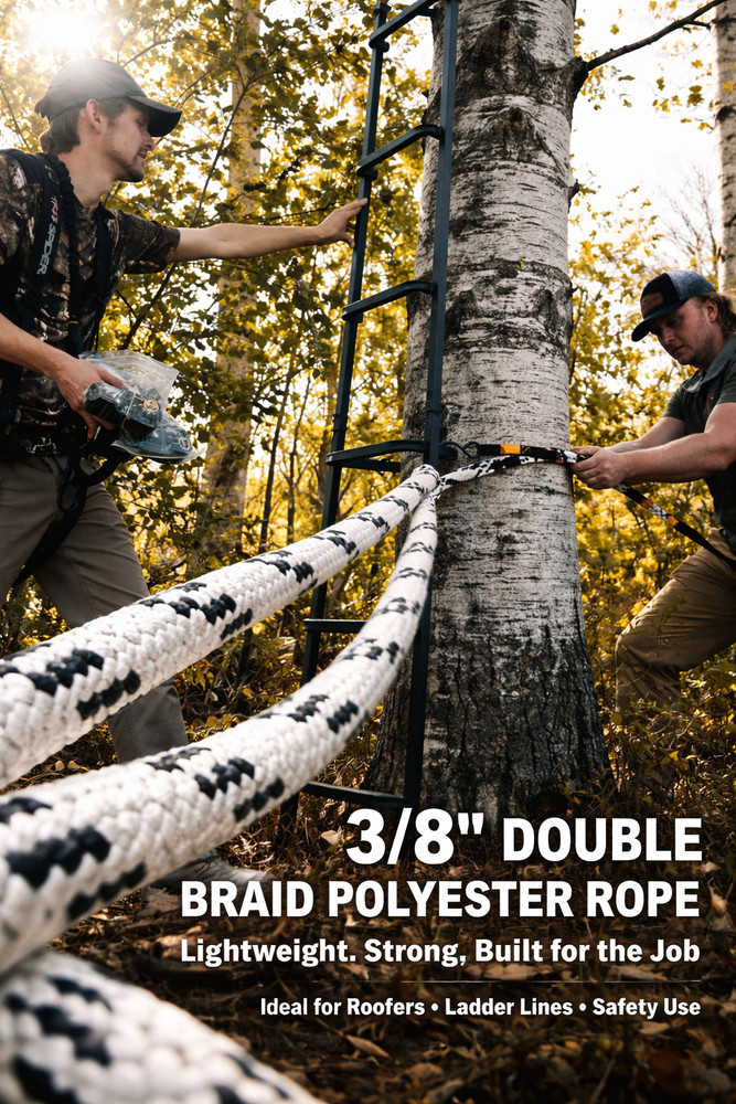 3/8" Double Braid Polyester Rope 3600 lbs – Arborist Rigging Winch Marine
