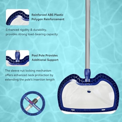 Pool Net Skimmer, 18.5" Pool Nets for Cleaning with Replaceable Heavy-Duty