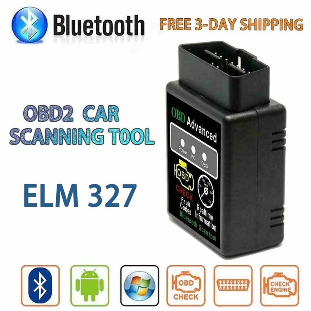 ELM327 Bluetooth OBD2 Scanner Adapter, Wireless Diagnostic Code Reader OBD II