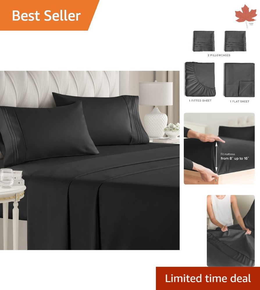 Premium Queen Sheet Set - Deep Pockets, Breathable & Cooling - Wrinkle-Resistant