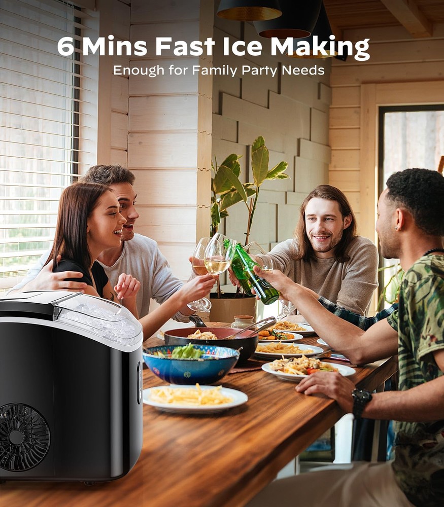 Nugget Ice Maker Countertop, Pellet Ice Machine with Self-Cleaning Function, Pro