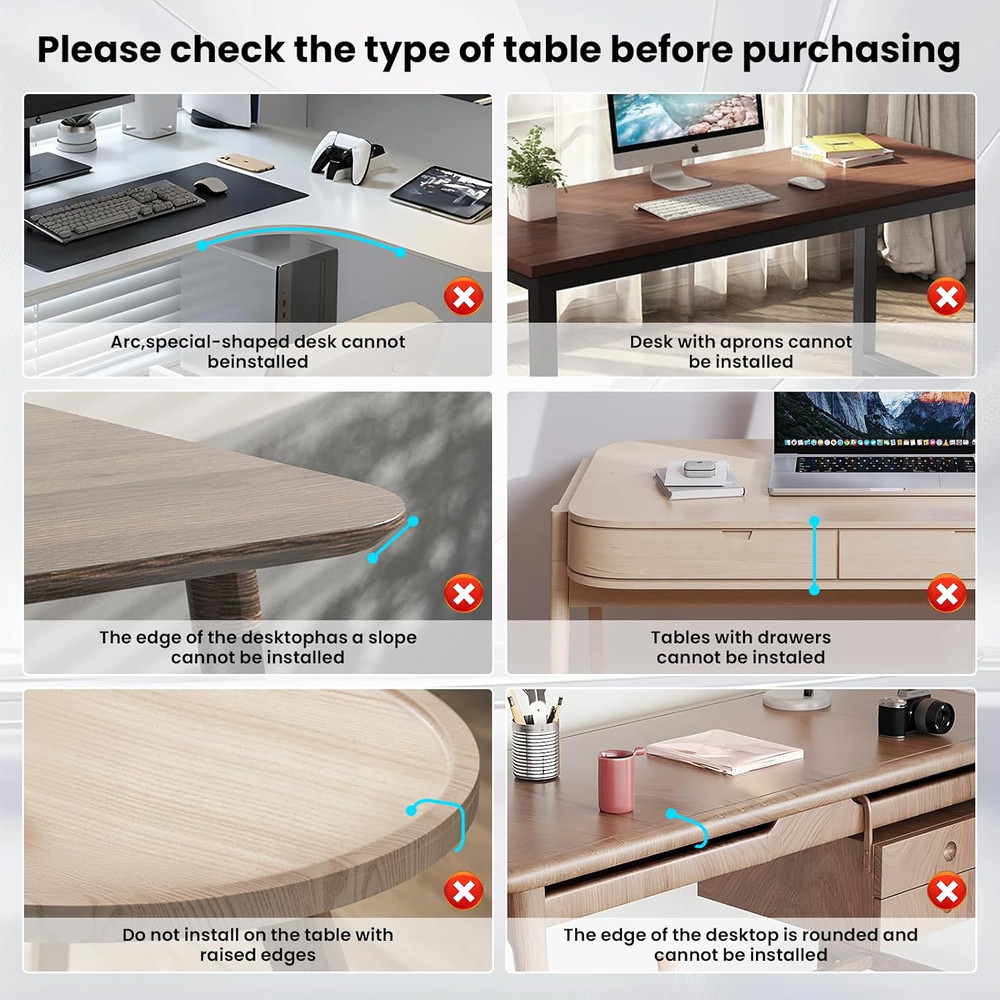 Keyboard Tray under Desk, Pull Out Keyboard & Mouse Tray with Adjustable C-Clamp