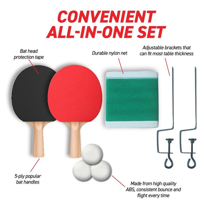 Table Tennis Net and Post Set with Extendable Mini Posts Portable Bats Balls New