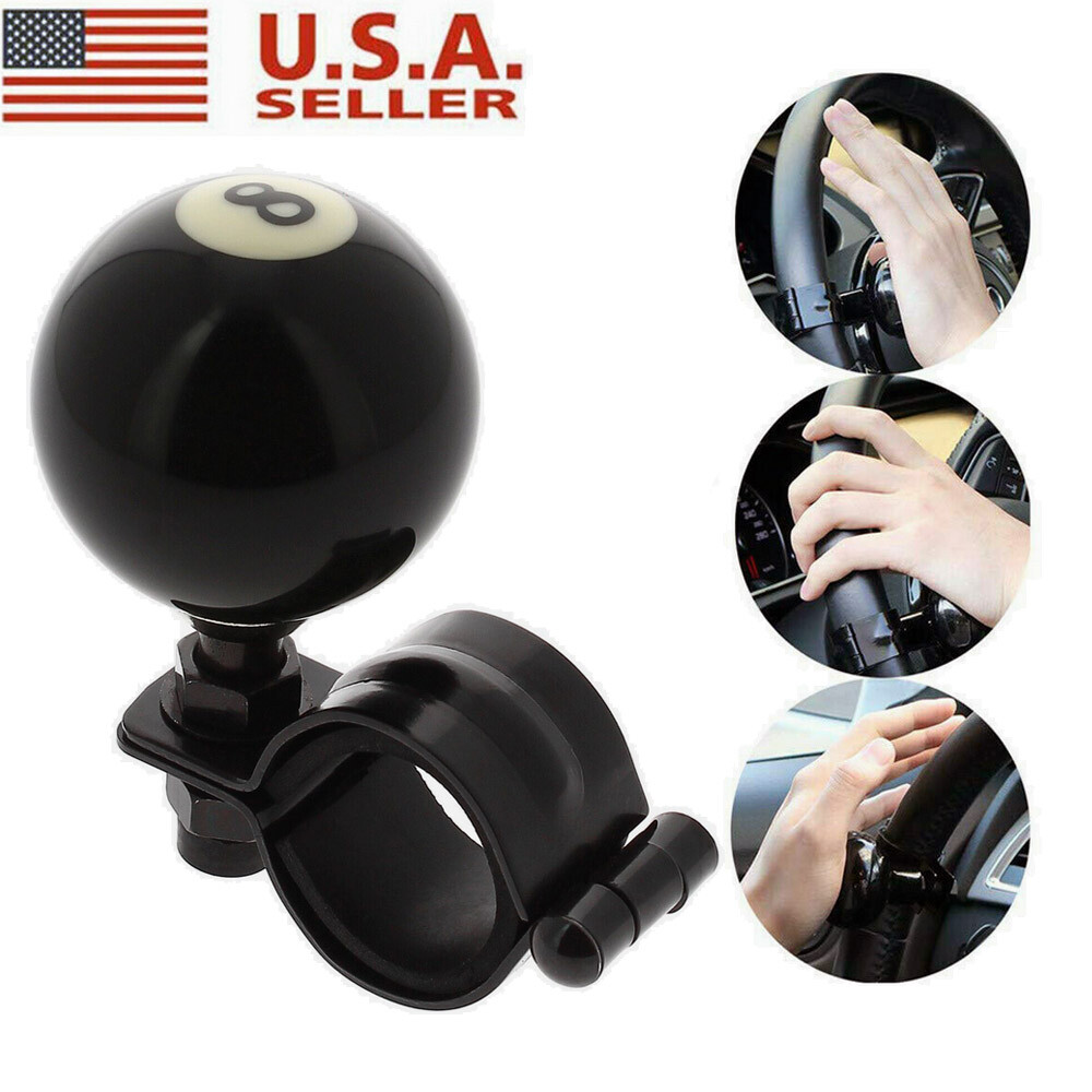 Universal Steering Wheel Spinner Knob Handle 8 Ball Suicide Car Truck SUV Black