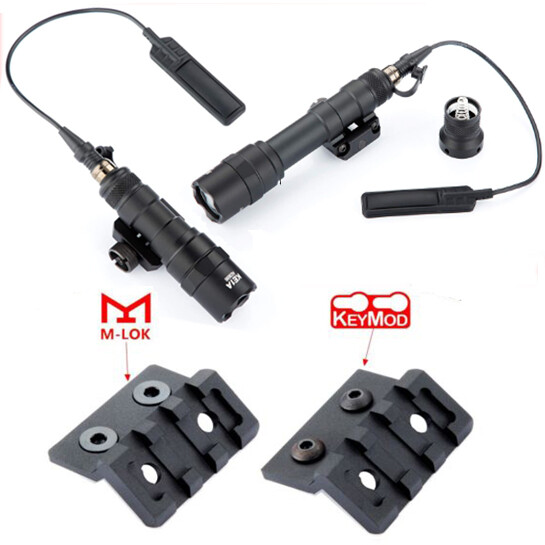 Tactical Flashlight M300B/M600B Light +Switch Pad+ Offset Mount for M-Lok/Keymod