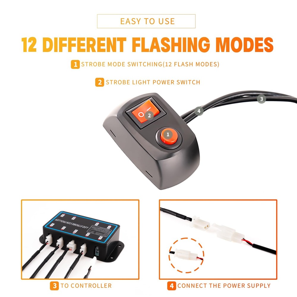 8-Pcs Sync Feature LED Emergency Strobe Lights Ultra Slim Grille Surface Mount