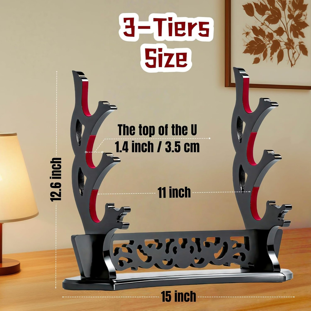 Sword Stand Hollow Pattern Sword Rack, Katana Stand Wands Display Stand, Samurai