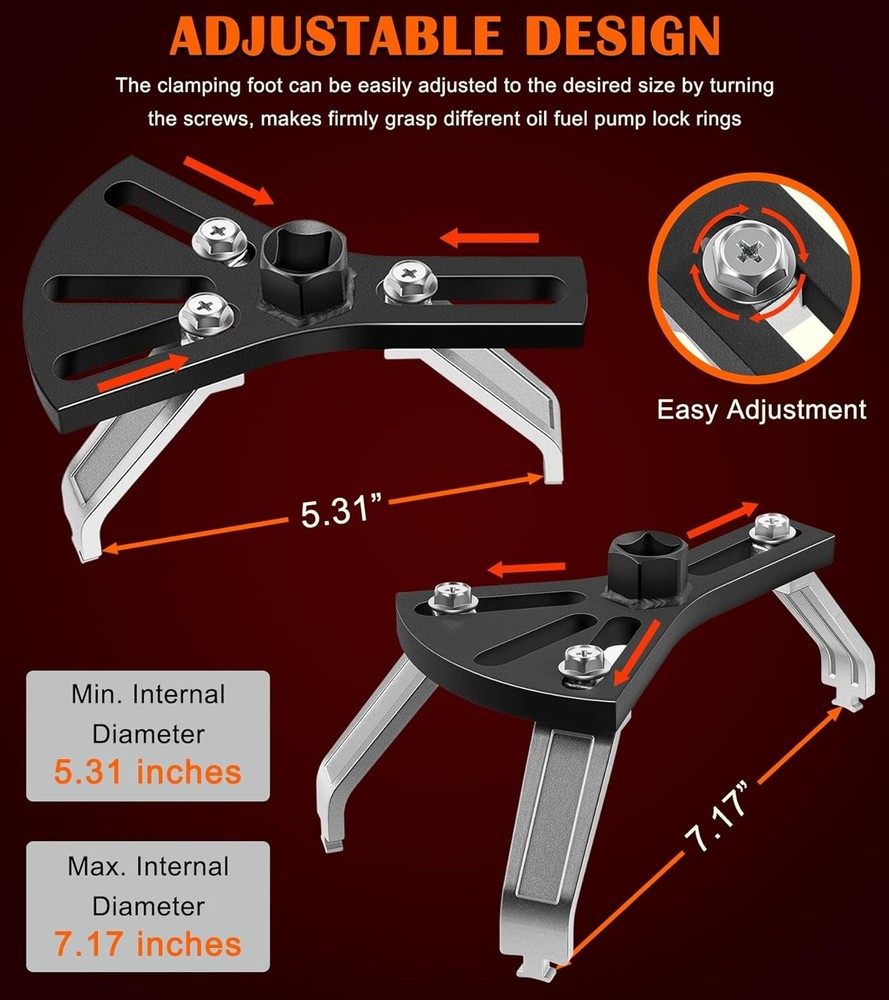 Adjustable Fuel Tank Lock Ring Tool Kit Universal Fuel Pump Ring Removal Tool
