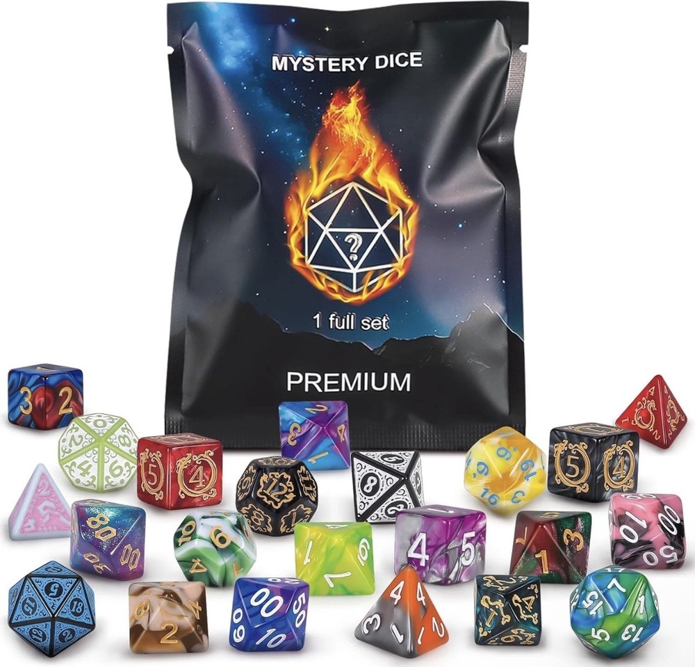 Polyhedral Dice - 8PCS Mystery Dice Set, Various Styles, Random D&D Dice Pattern