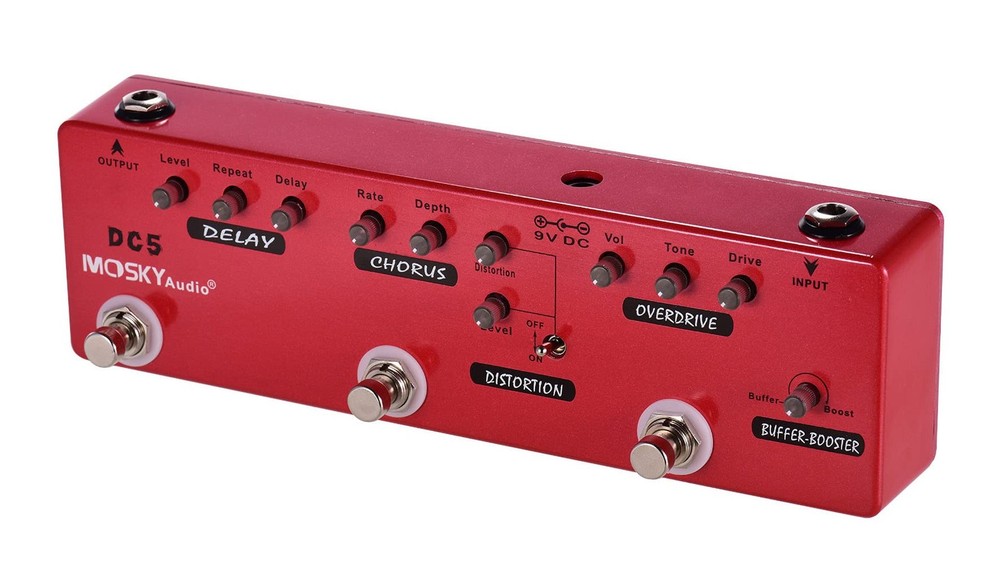 MOSKYAudio Multi Effects Pedal Buffer + Booster + 9.1 * 2.7 * 1.5in, red
