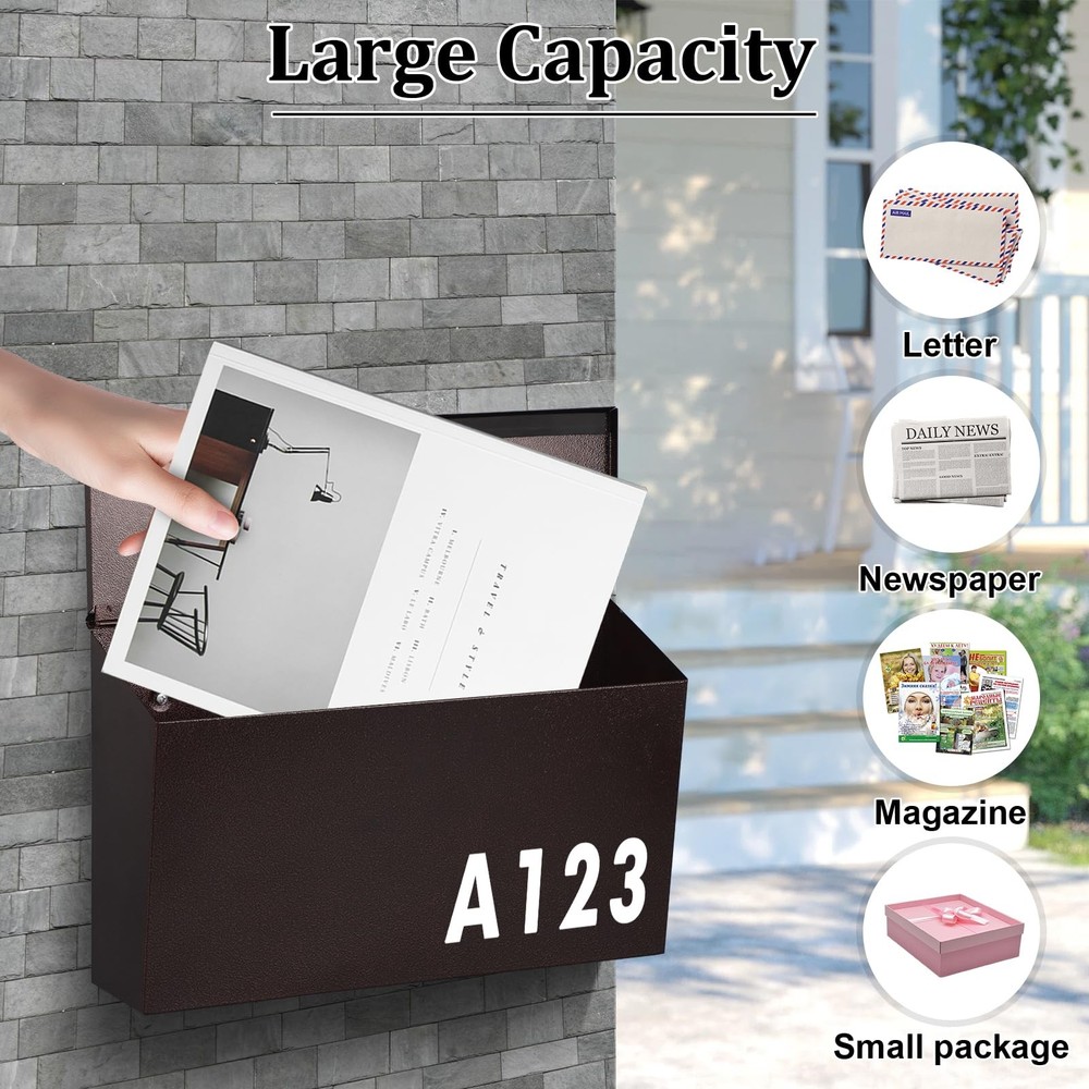 Dalmbox Wall-Mount Mailbox Large for Post Rust-Proof Bronze
