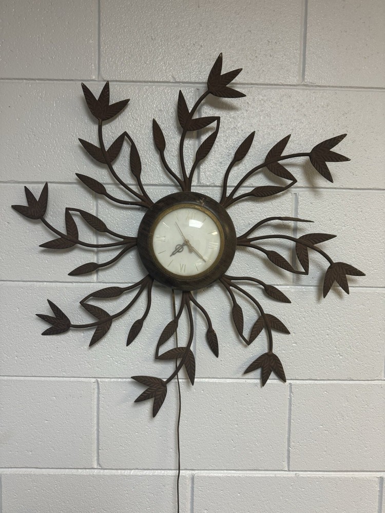Vintage All Metal Leaf Wall Clock