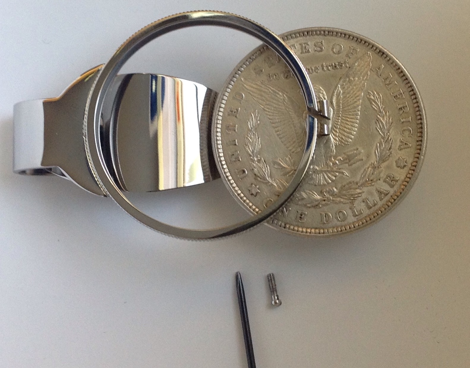 Morgan Peace Liberty silver dollar size money clip coin holder