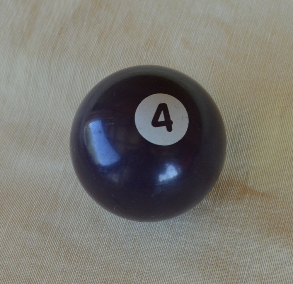 Vintage Pool Ball No. 4 Solid Dark Blue Replacement Re-purpose