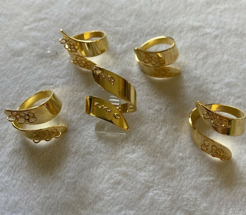 24 pcs ~ Gold Adjustable Ring Blanks with 6 Loops