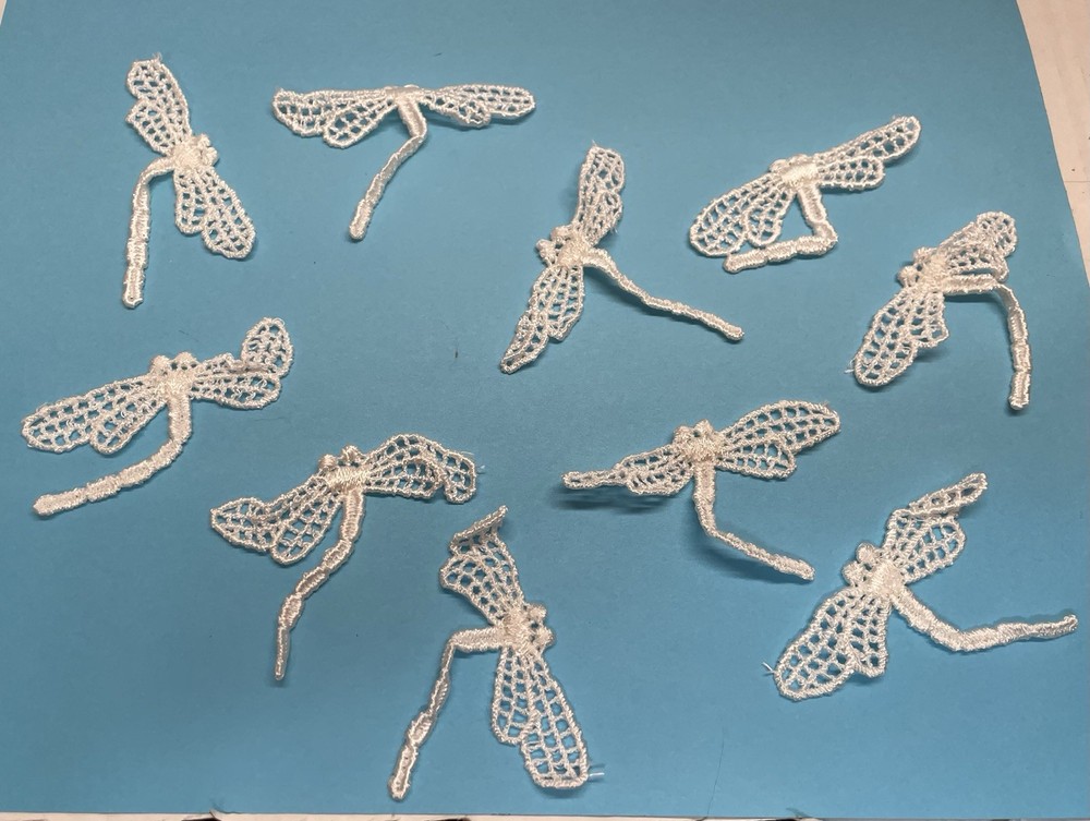 10 White Dragonfly Appliques Craft Sewing Project