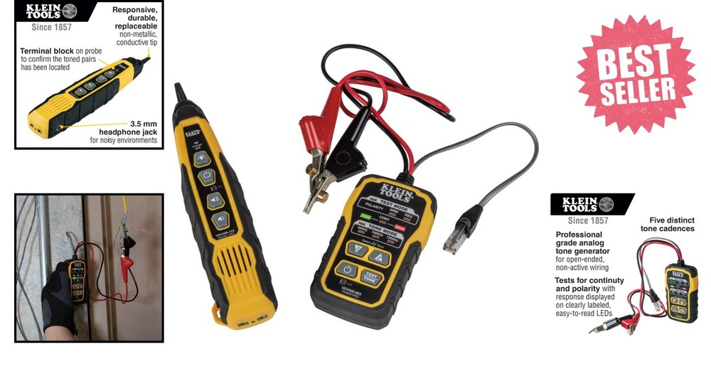 Professional Tone Generator and Probe Kit for Ethernet, Telephone & Data Cables