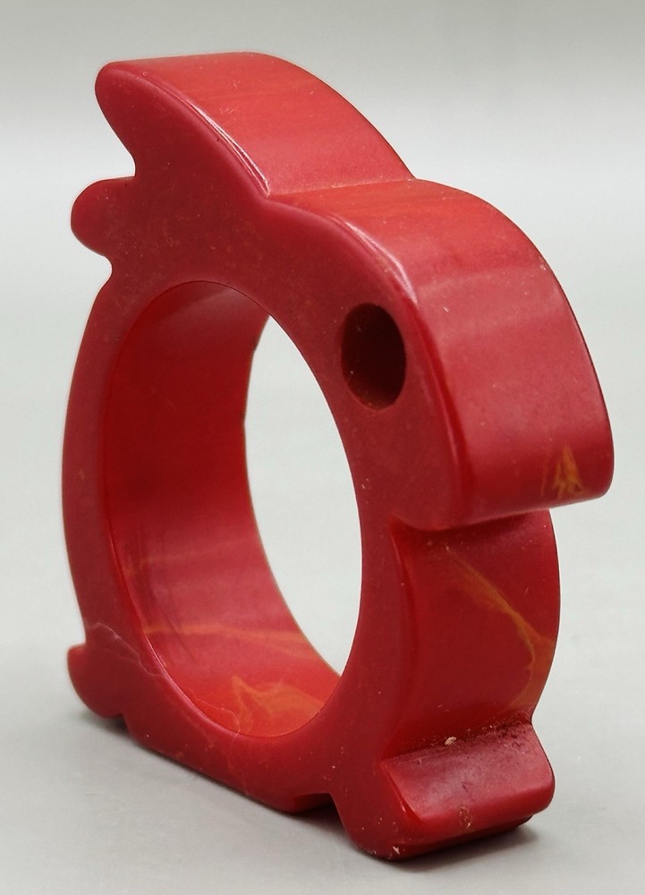 Vintage Mid-century Bakelite ruby red rabbit napkin ring