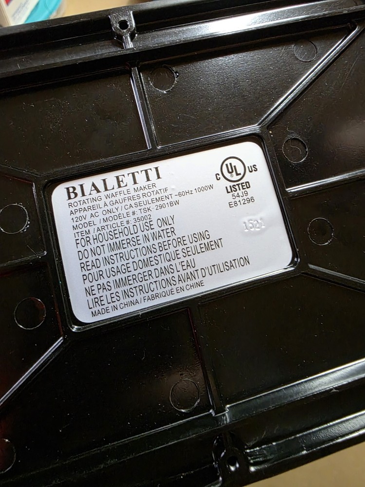 Bialetti Ceramic Coated Rotating Belgian Waffle Maker WORKS - Model TSK-2901BW