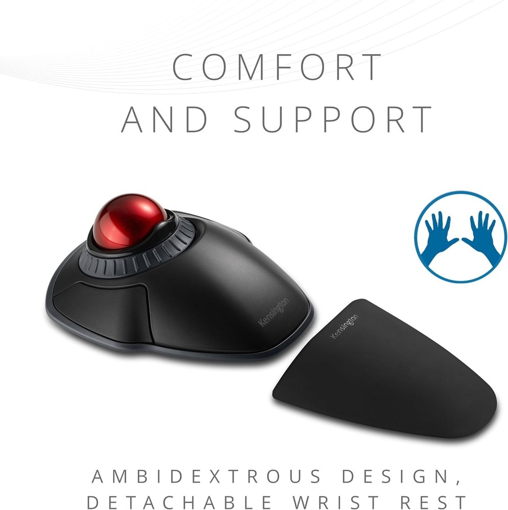 Orbit Wireless Trackball - Ergonomic, Scroll Ring, Bluetooth, 30ft Range