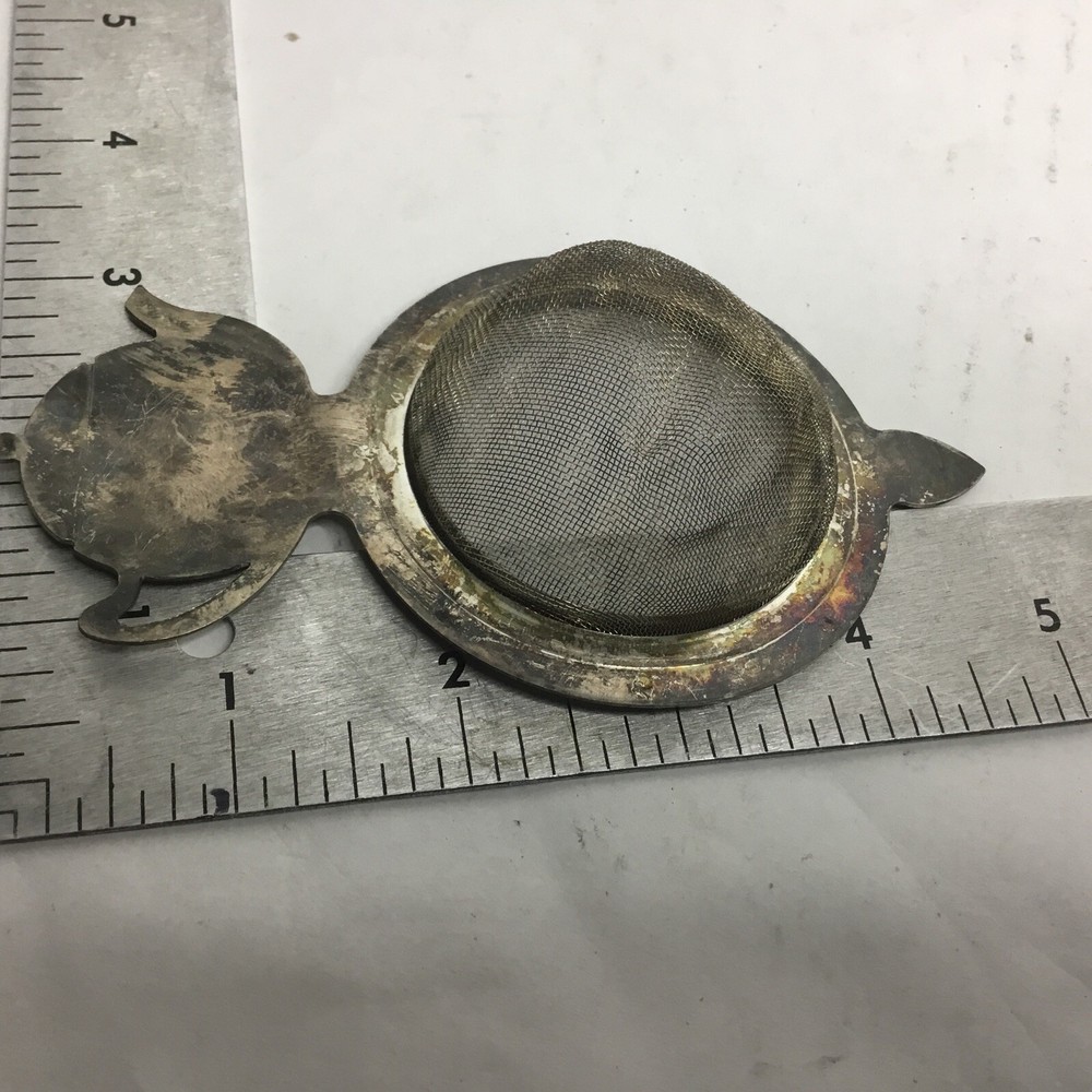 Vintage Silver Plated Tea Strainer Mesh Unmarked 5”