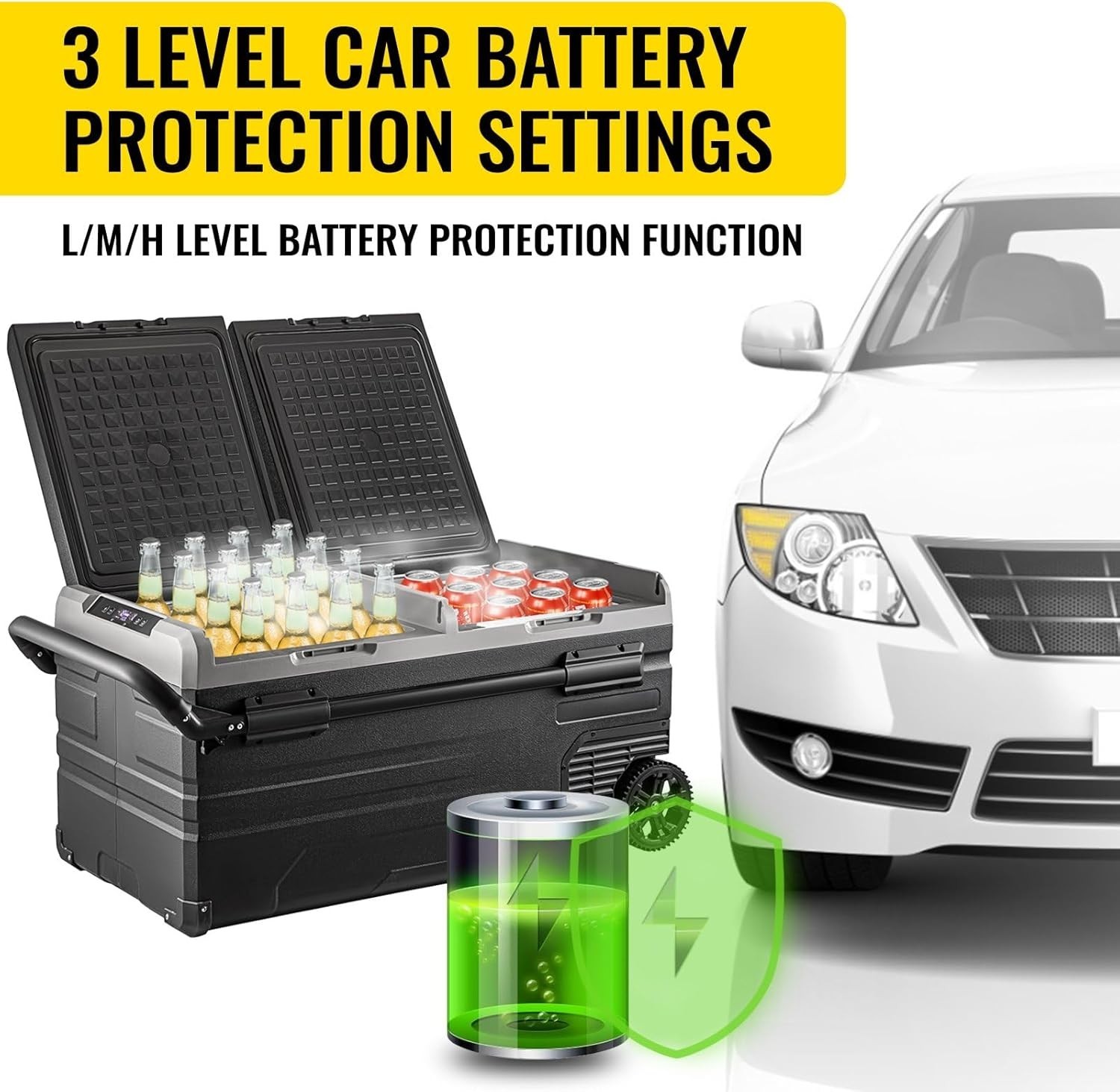 100 Quart Dual Zone Portable Fridge/Freezer 12/24 V & 100-240 V for Camp, RV