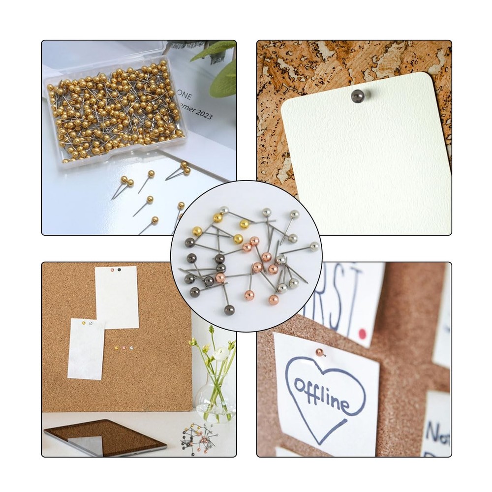 200 Pieces Map Push Pins, Small Round Head Marking Rose Gold