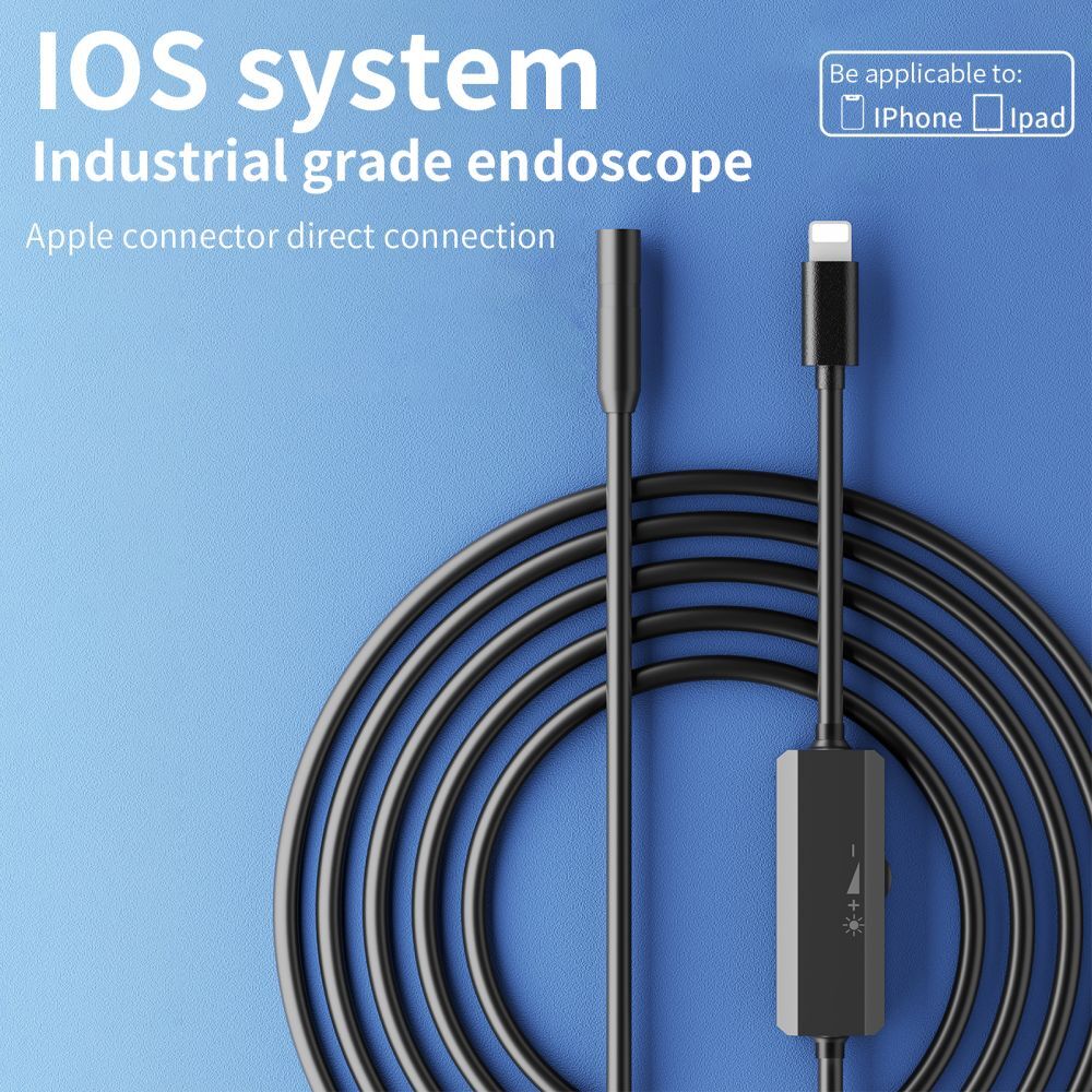 8mm 8LED Endoscope Inspection Camera For iPhone/iPad/iOS System Borescope Cable