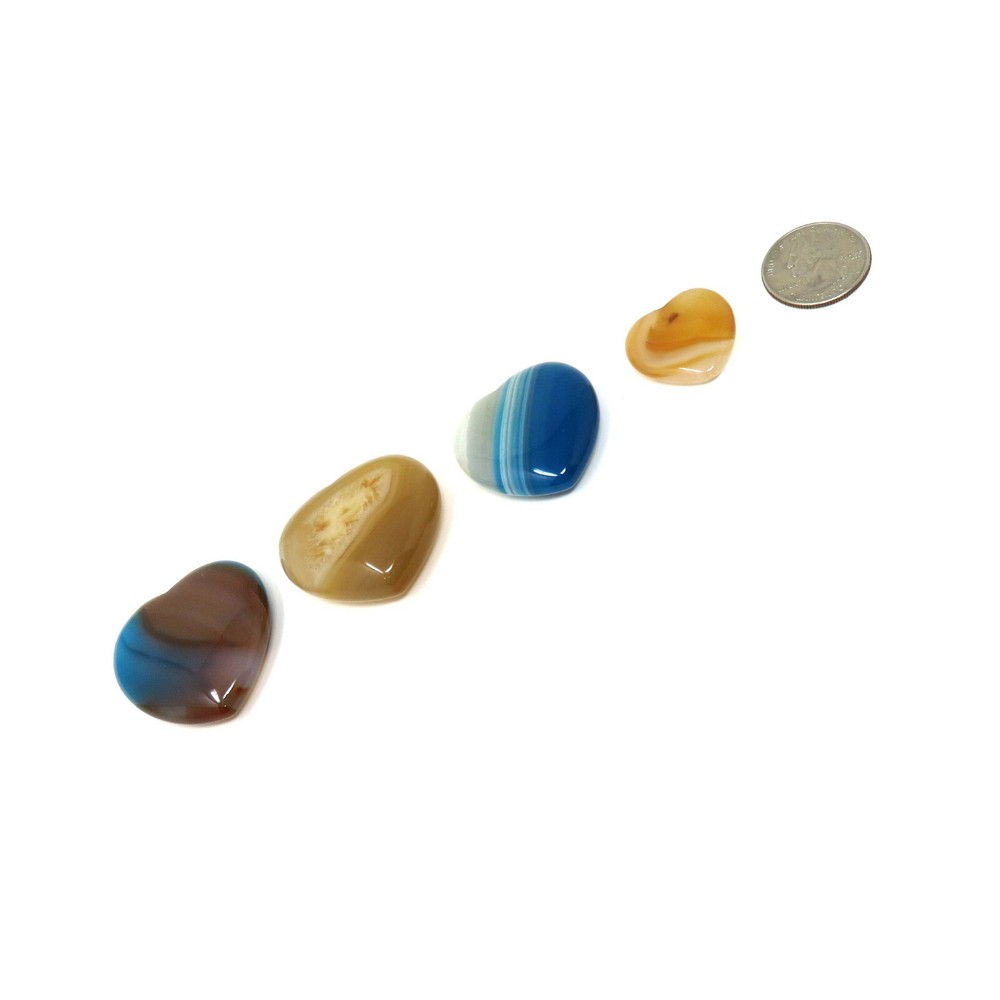 Set of 20 Mixed Agate Stone Hearts - Various Sizes - Random